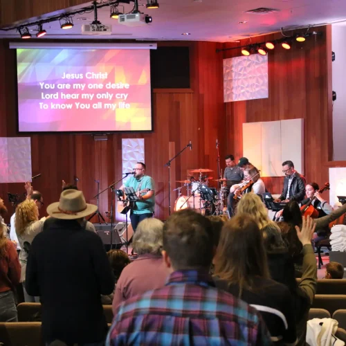 2023 sanctuary worship with band and congregation